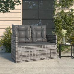 Banc de jardin avec coussins Gris 105 cm Résine tressée alsavelo