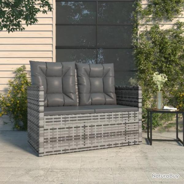 Banc de jardin avec coussins Gris 105 cm Rsine tresse