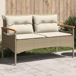 Banc de jardin avec coussins 116x62,5x74cm beige résine tressée alsavelo