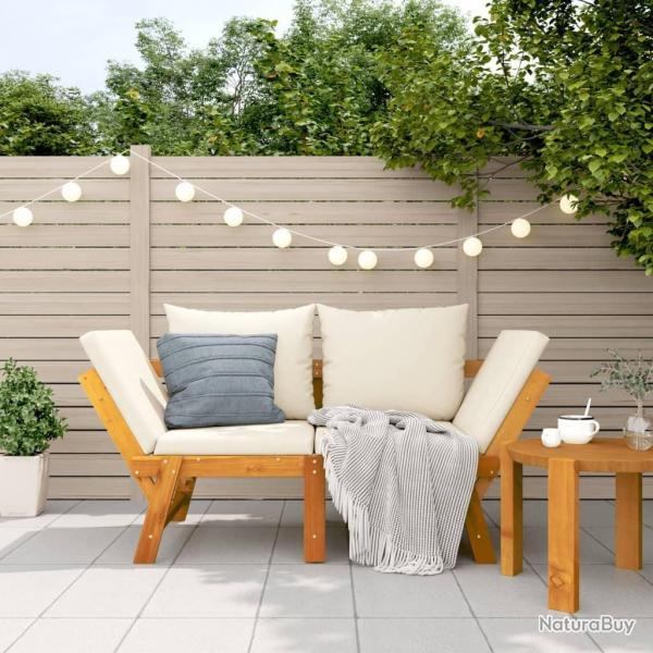 Banc de jardin avec coussins 2 en 1 bois d'acacia massif alsavelo