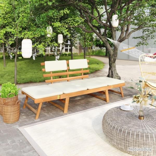 Banc de jardin avec coussins 2-en-1 190 cm Bois d'acacia massif alsavelo