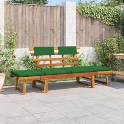 Banc de jardin avec coussins 2-en-1 190 cm Bois solide d'acacia alsavelo