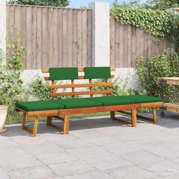 Banc de jardin avec coussins 2-en-1 190 cm Bois solide d'acacia alsavelo