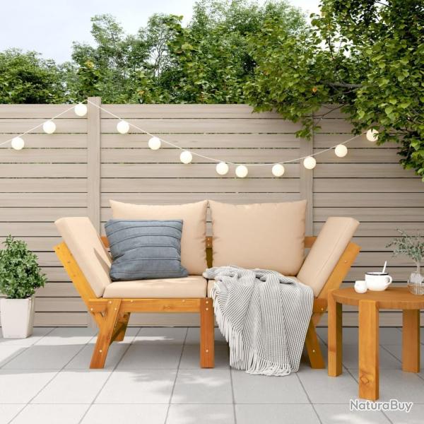 Banc de jardin avec coussins 2 en 1 bois d'acacia massif alsavelo
