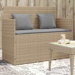 Banc de jardin avec coussins beige résine tressée alsavelo