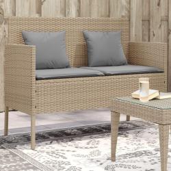 Banc de jardin avec coussins beige résine tressée alsavelo