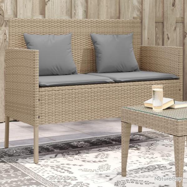 Banc de jardin avec coussins beige rsine tresse alsavelo