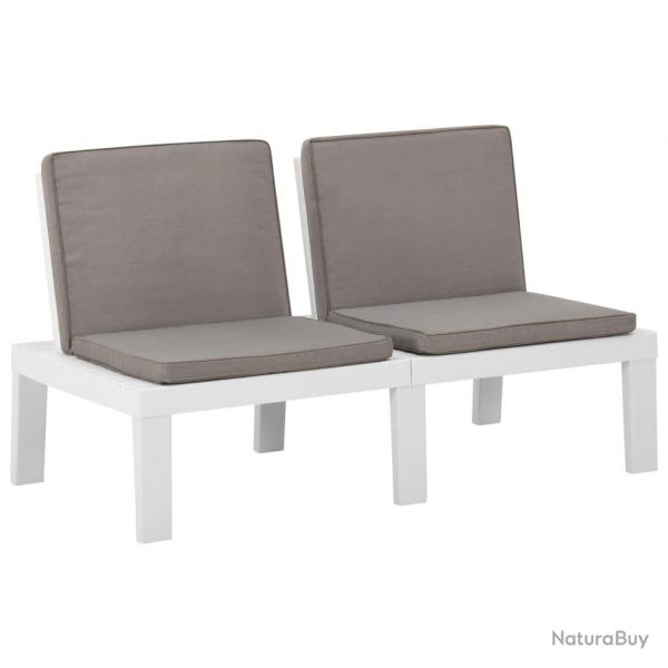 Banc de salon de jardin avec coussin Plastique Blanc alsavelo