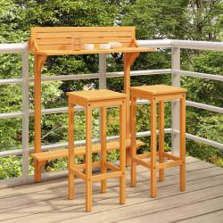 bar de balcon 3 pcs Bois d'acacia solide alsavelo