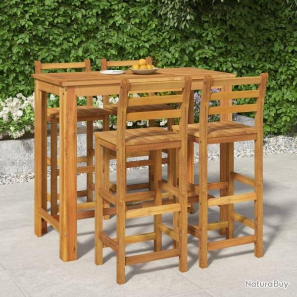 bar de jardin 5 pcs bois d'acacia solide