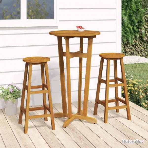 bar 3 pcs Bois d'acacia solide alsavelo