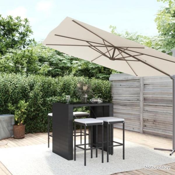 bar de jardin 5 pcs avec coussins noir poly rotin