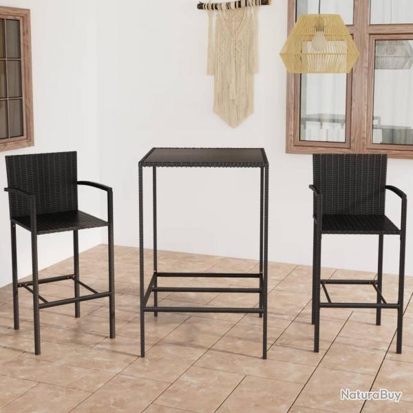 bar de jardin 3 pcs Rsine tresse Noir alsavelo