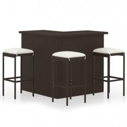 bar de jardin 4 pcs coussins Résine tressée Marron alsavelo