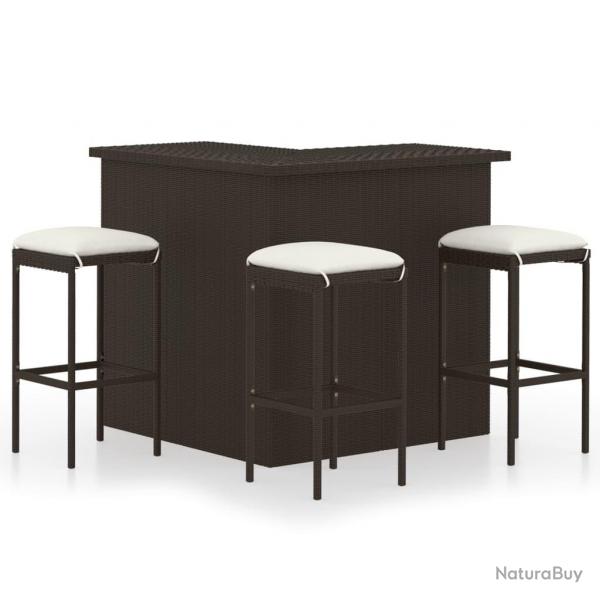 bar de jardin 4 pcs coussins Rsine tresse Marron alsavelo