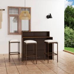 bar de jardin avec coussins 4 pcs Marron alsavelo