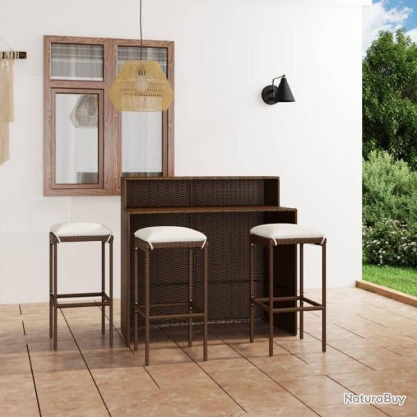 bar de jardin avec coussins 4 pcs Marron