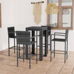 bar d'extérieur 5 pcs accoudoir Résine tressée Gris alsavelo
