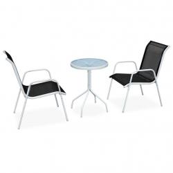 bistro 3 pcs Acier Noir alsavelo