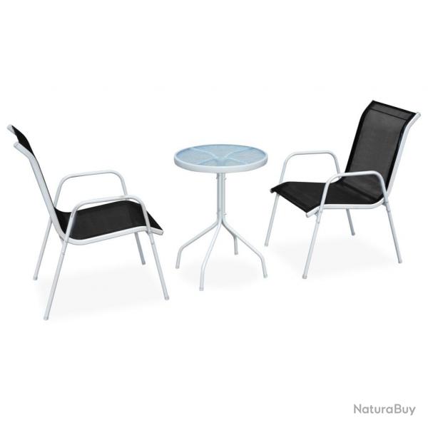bistro 3 pcs Acier Noir alsavelo