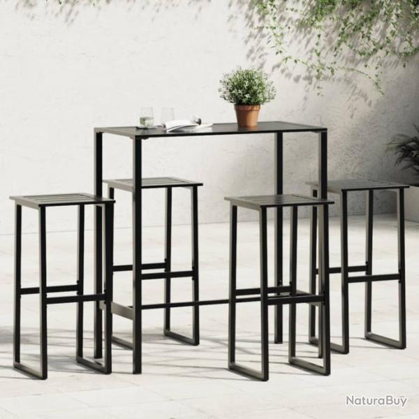 bar de jardin 5 pcs noir acier enduit de poudre