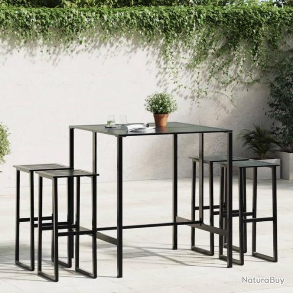 bar de jardin 5 pcs noir acier enduit de poudre