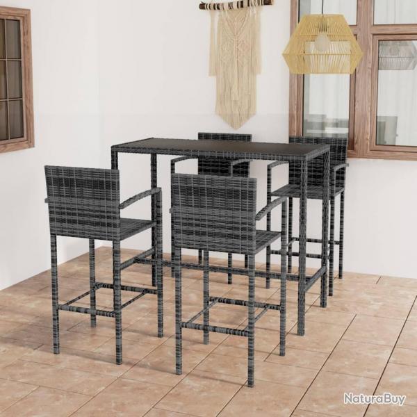 bar de jardin 5 pcs Rsine tresse Gris alsavelo