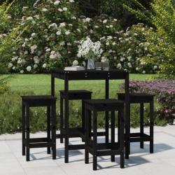 bar de jardin 5 pcs noir bois de pin massif