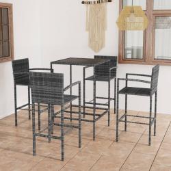 bar de jardin 5 pcs Résine tressée Gris alsavelo