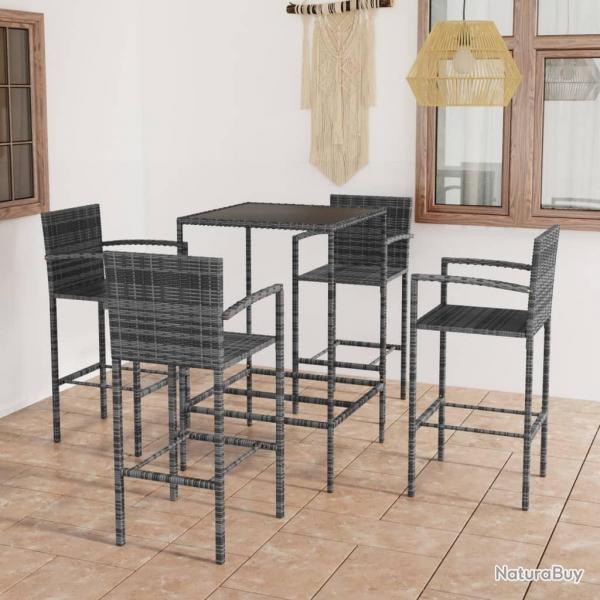 bar de jardin 5 pcs Rsine tresse Gris alsavelo