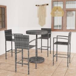bar de jardin 5 pcs Résine tressée Gris alsavelo