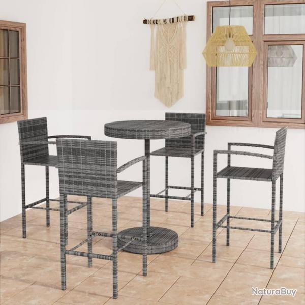 bar de jardin 5 pcs Rsine tresse Gris alsavelo