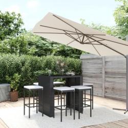 bar de jardin 7 pcs avec coussins noir poly rotin