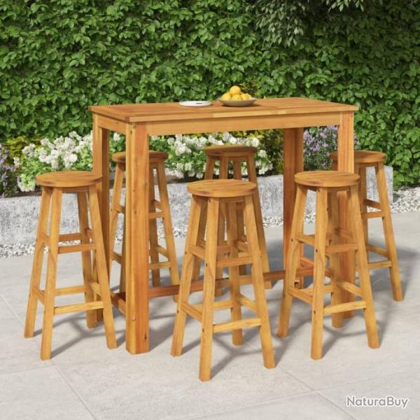 bar de jardin 7 pcs bois d'acacia solide