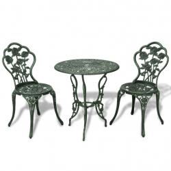 bistro 3 pcs Aluminium coulé Vert alsavelo