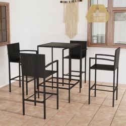 bar de jardin 5 pcs Résine tressée Noir alsavelo