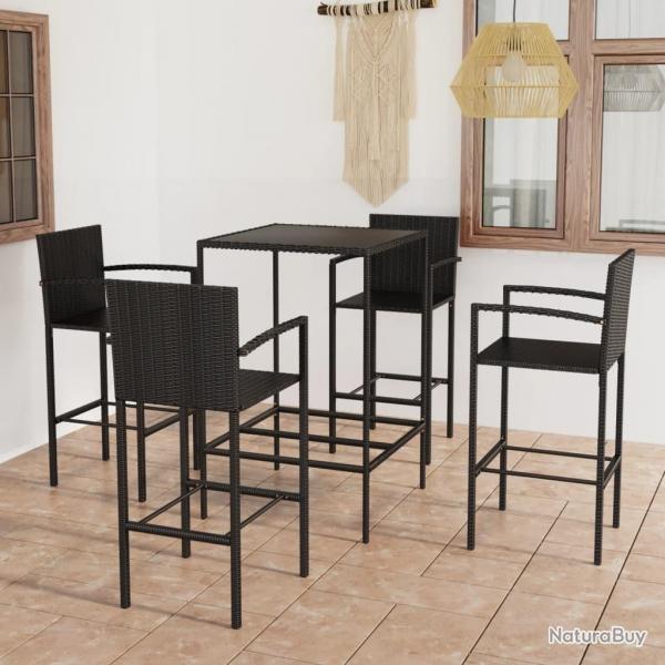 bar de jardin 5 pcs Rsine tresse Noir alsavelo