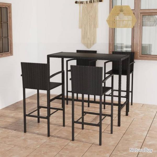 bar de jardin 5 pcs Rsine tresse Noir