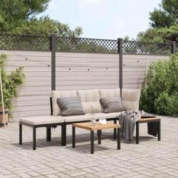 banc de jardin avec coussins 4 pcs noir