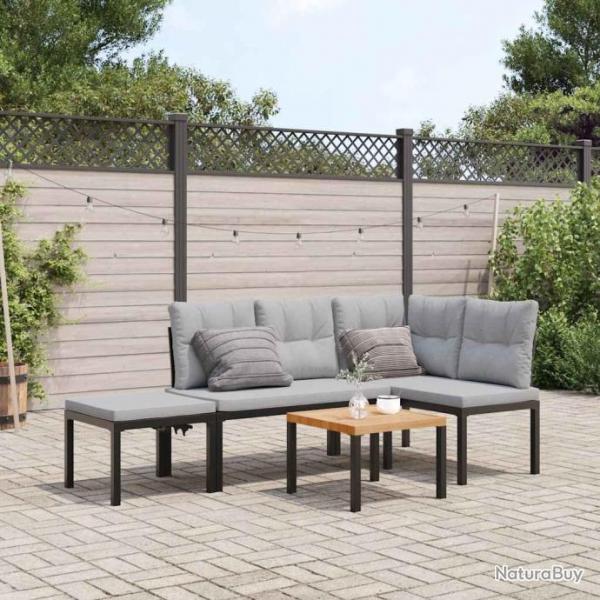 banc de jardin avec coussins 4 pcs noir