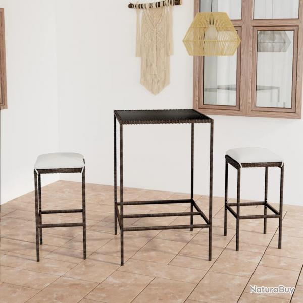 bar de jardin 3 pcs coussins Rsine tresse Marron alsavelo
