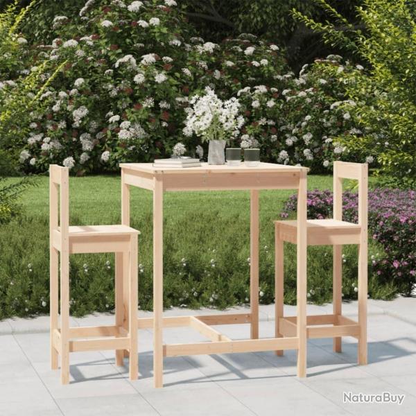 bar de jardin 3 pcs bois de pin massif alsavelo