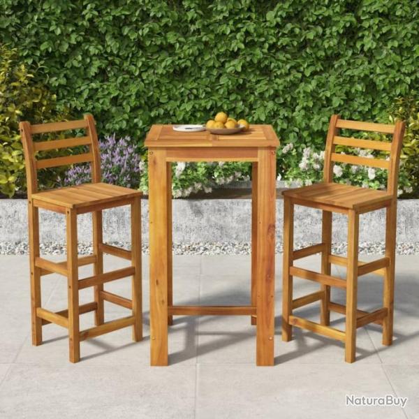 bar de jardin 3 pcs bois d'acacia solide