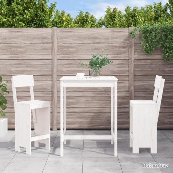 bar de jardin 3 pcs blanc bois de pin massif