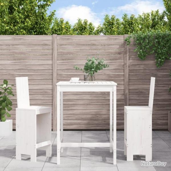 bar de jardin 3 pcs blanc bois de pin massif