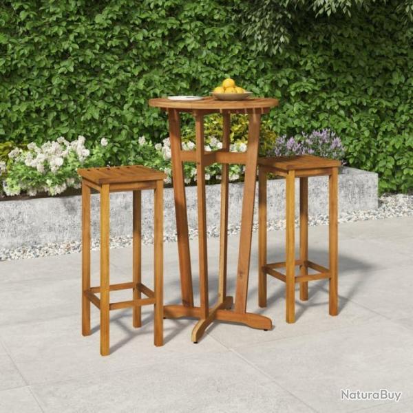 bar de jardin 3 pcs bois d'acacia solide