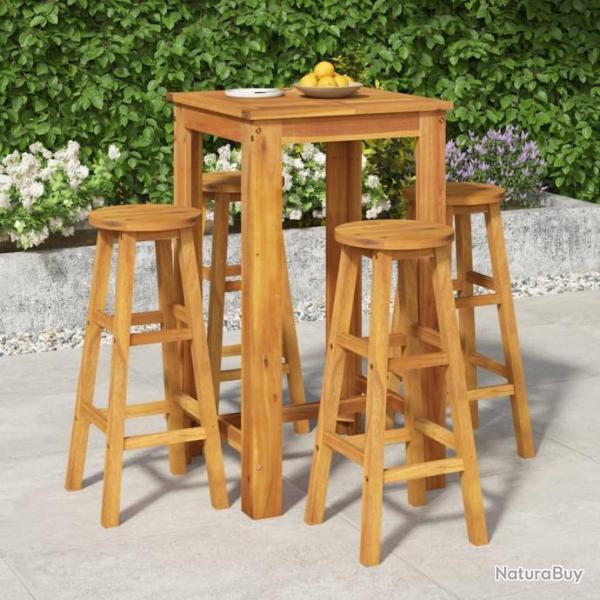 bar de jardin 5 pcs bois d'acacia solide