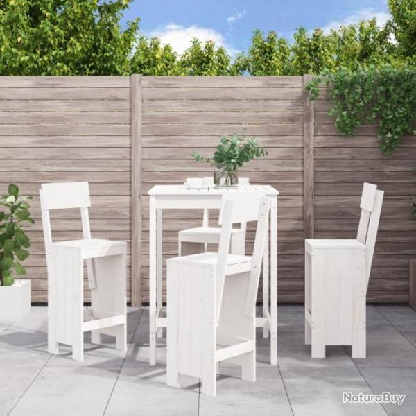 bar de jardin 5 pcs blanc bois massif de pin