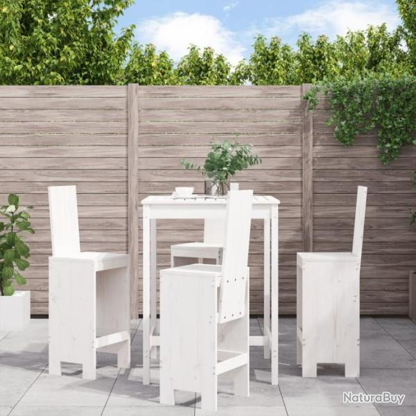 bar de jardin 5 pcs blanc bois massif de pin