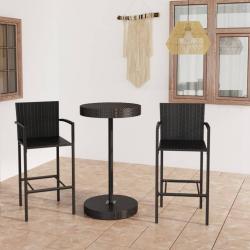 bar de jardin 3 pcs Résine tressée Noir alsavelo
